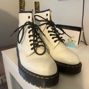 Dr. Martens White Combat Boots with Black Laces Size Women’s 9